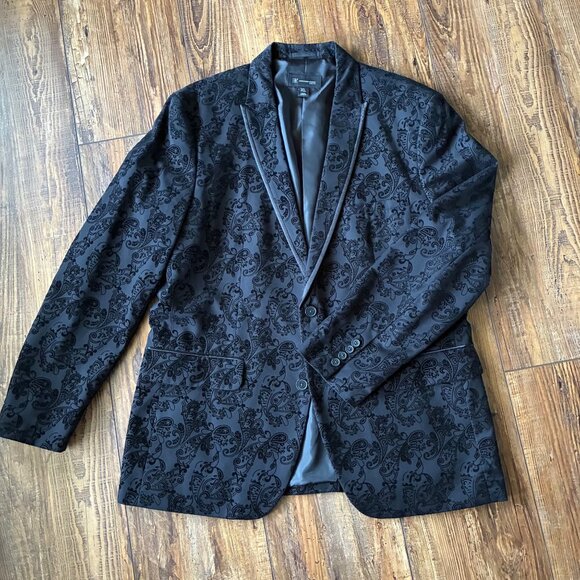 INC Black Paisley Slim-Fit Blazer XL - Formal, Party, Holiday, Wedding, Evening - Picture 2 of 9